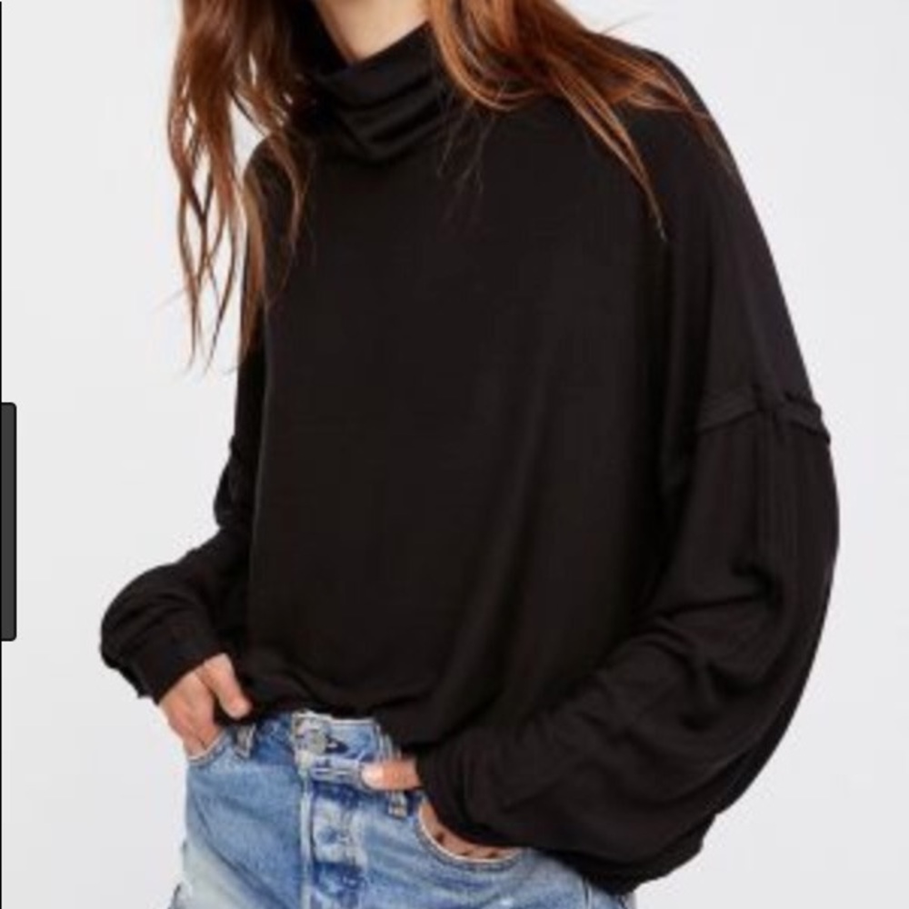 Free People black oversized turtle neck